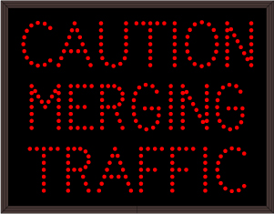 LED and Neon Warning Signs CAUTION MERGING TRAFFIC