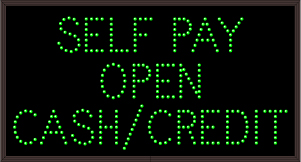 Fee Display and Cashier Signs SELF PAY OPEN CASH/CREDIT