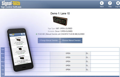 Sign control software screen image
