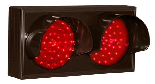 Signal-Tech 25223 TCL714RR-225H/120-277VAC Indicator Dots, Double with Hoods, Horizontal, 4 in dia, Red - Red (120-277 VAC)