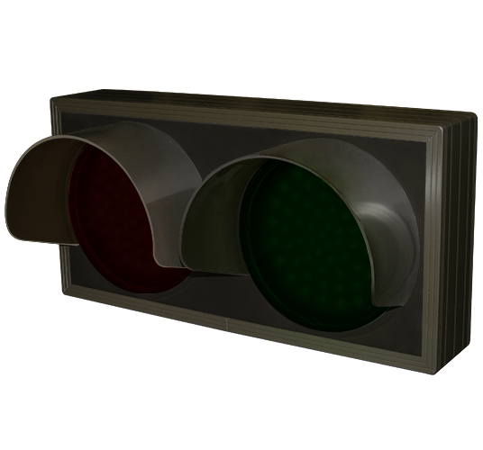 Signal-Tech Indicator Dots, Double with Hoods, Horizontal, 4 in dia, Red - Green (12-24 VDC) - 33826 Product Message