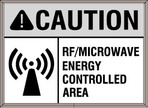 CAUTION RF/MICROWAVE ENERGY CONTROLLED AREA w/Symbol Image