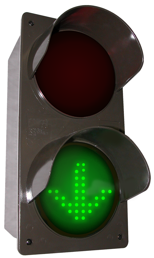 Signal-Tech LED traffic Controller X | Down Arrow | Right Arrow, Vertical, Red-Green-Green (120-277 VAC) - 52176 Product Message