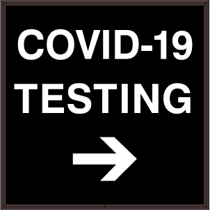 COVID-19 TESTING w/ Right Arrow Image