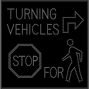 TURNING VEHICLES w/ Right Arrow STOP FOR Pedestrians Image